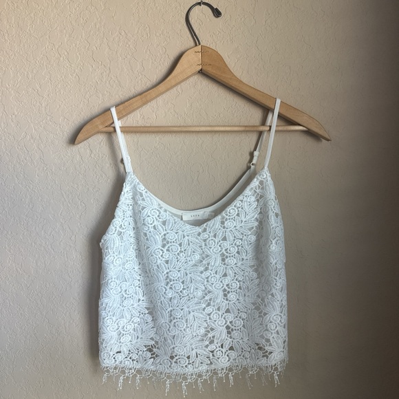 Lush Tops - Lush White Floral Lace Camisole